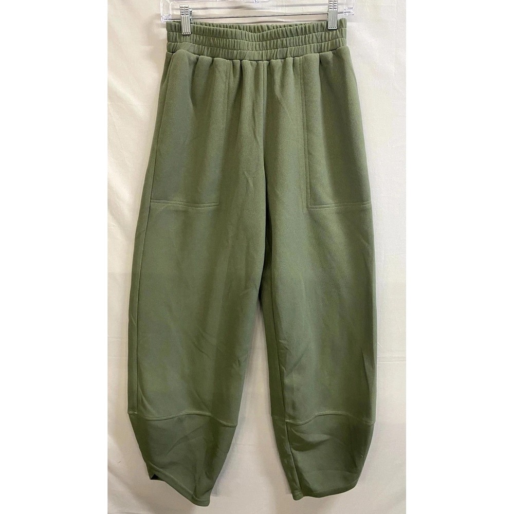Freeoak Harem Pants Womens Small Olive Green Stretch Wide Leg High Waisted